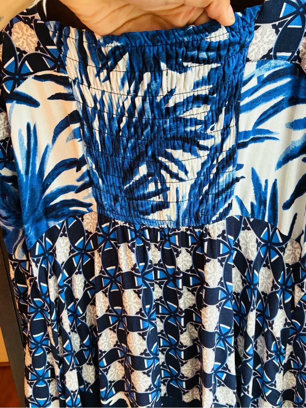 1.STATE Beach Blue Tropical Maxi Dress Size Large - Picture 8 of 8